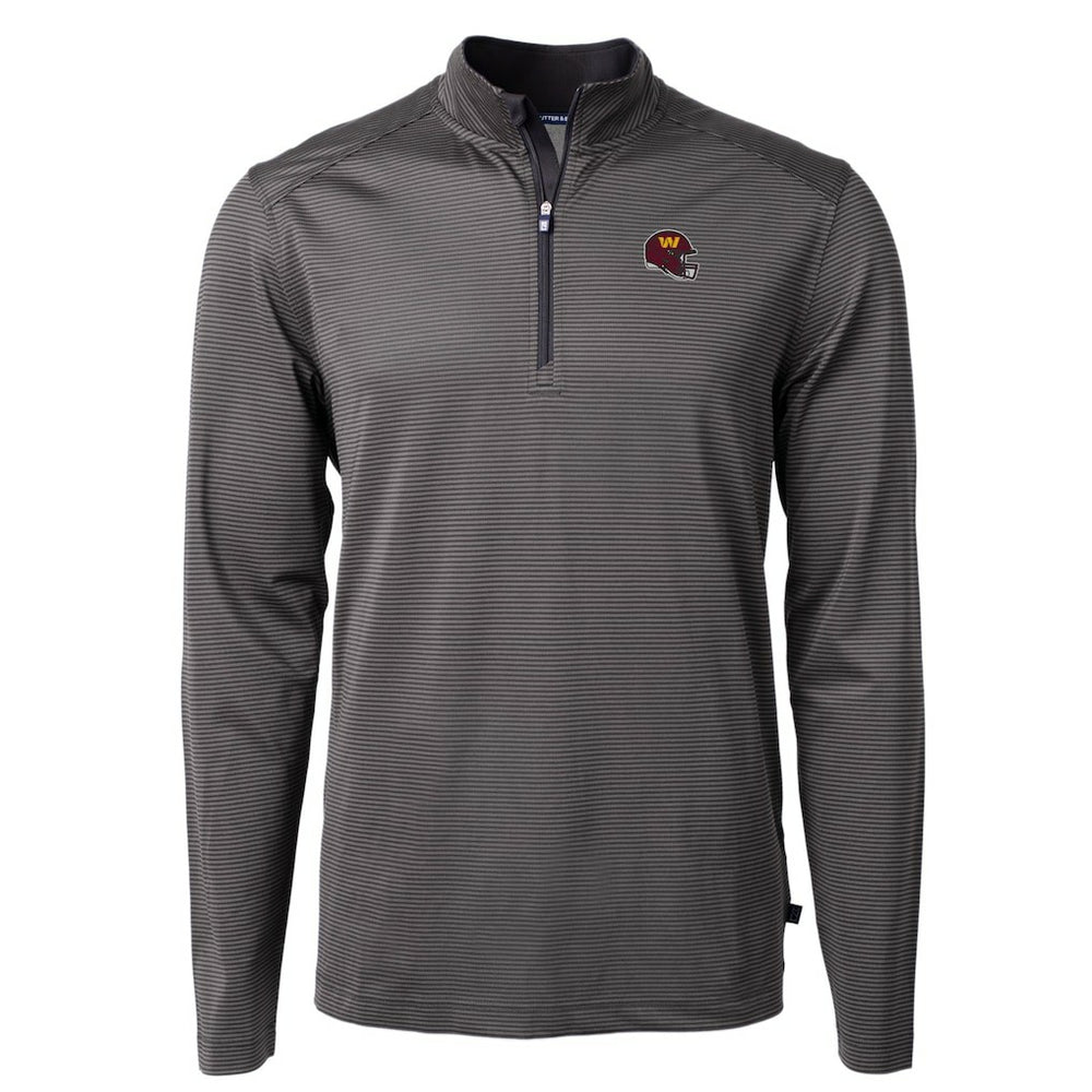 Washington Commanders Cutter & Buck Big & Tall Virtue Eco Pique Micro Stripe Tri-Blend Quarter-Zip Jacket Black - NFL