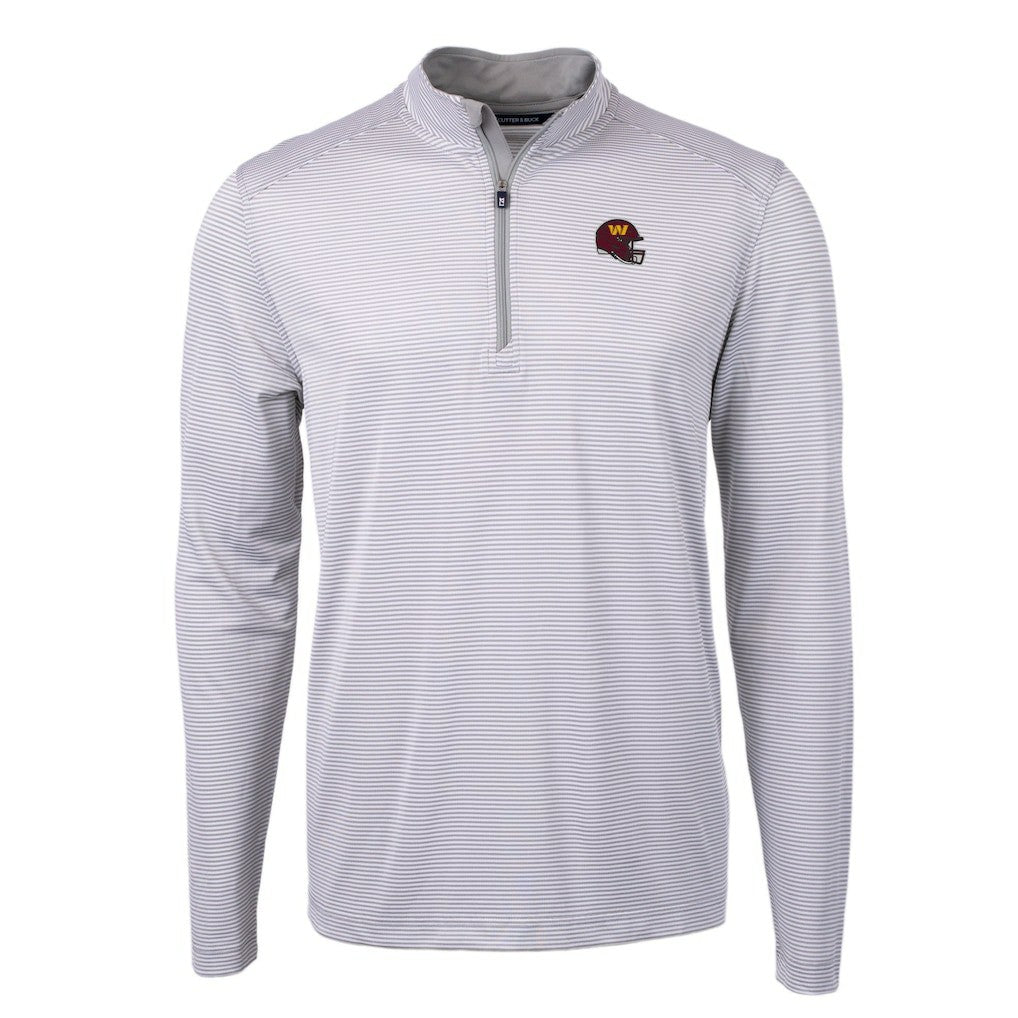 Washington Commanders Cutter & Buck Big & Tall Virtue Eco Pique Micro Stripe Tri-Blend Quarter-Zip Jacket Gray - NFL