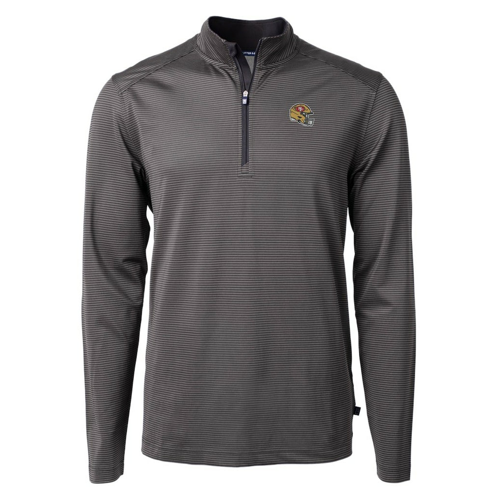 San Francisco 49ers Cutter & Buck Big & Tall Virtue Eco Pique Micro Stripe Tri-Blend Quarter-Zip Jacket Black - NFL