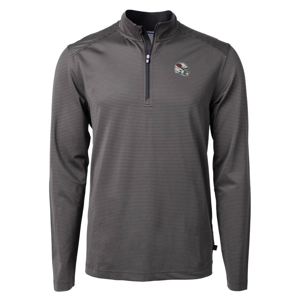 Arizona Cardinals Cutter & Buck Big & Tall Virtue Eco Pique Micro Stripe Tri-Blend Quarter-Zip Jacket Black - NFL