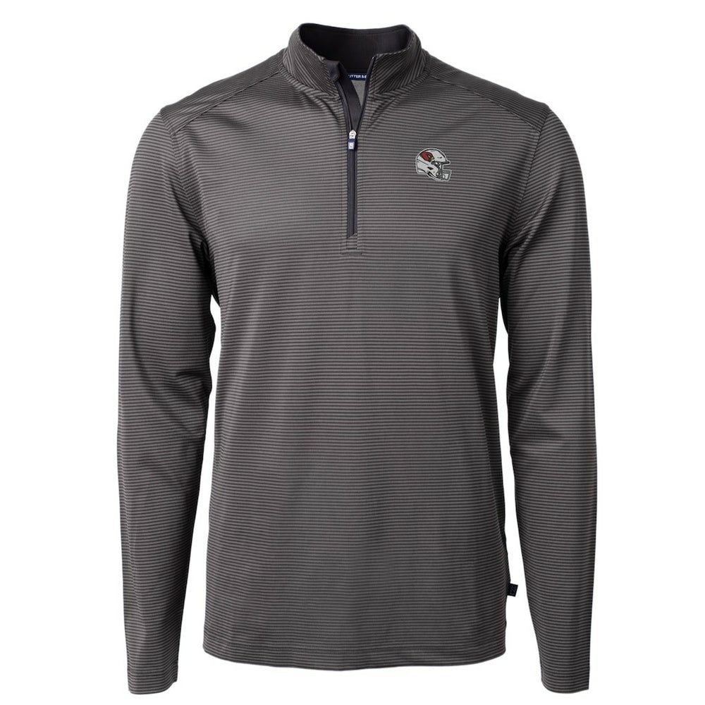 Arizona Cardinals Cutter & Buck Big & Tall Virtue Eco Pique Micro Stripe Tri-Blend Quarter-Zip Jacket Black - NFL