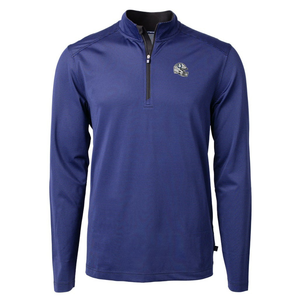 Indianapolis Colts Cutter & Buck Big & Tall Virtue Eco Pique Micro Stripe Tri-Blend Quarter-Zip Jacket Royal - NFL