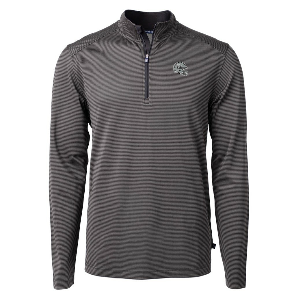 Las Vegas Raiders Cutter & Buck Big & Tall Virtue Eco Pique Micro Stripe Tri-Blend Quarter-Zip Jacket Black - NFL