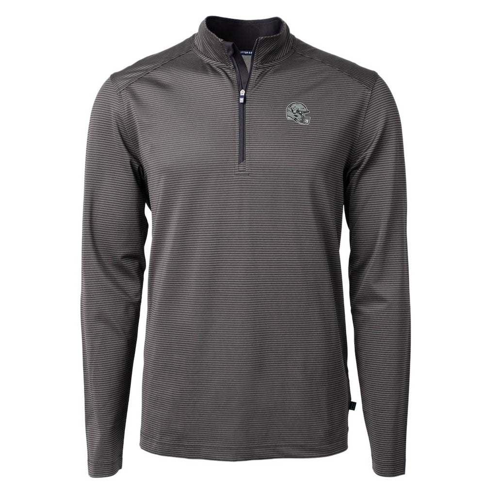 Las Vegas Raiders Cutter & Buck Big & Tall Virtue Eco Pique Micro Stripe Tri-Blend Quarter-Zip Jacket Black - NFL