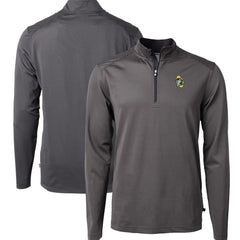Green Bay Packers Cutter & Buck Big & Tall Virtue Eco Pique Micro Stripe Tri-Blend Quarter-Zip Jacket Black - NFL