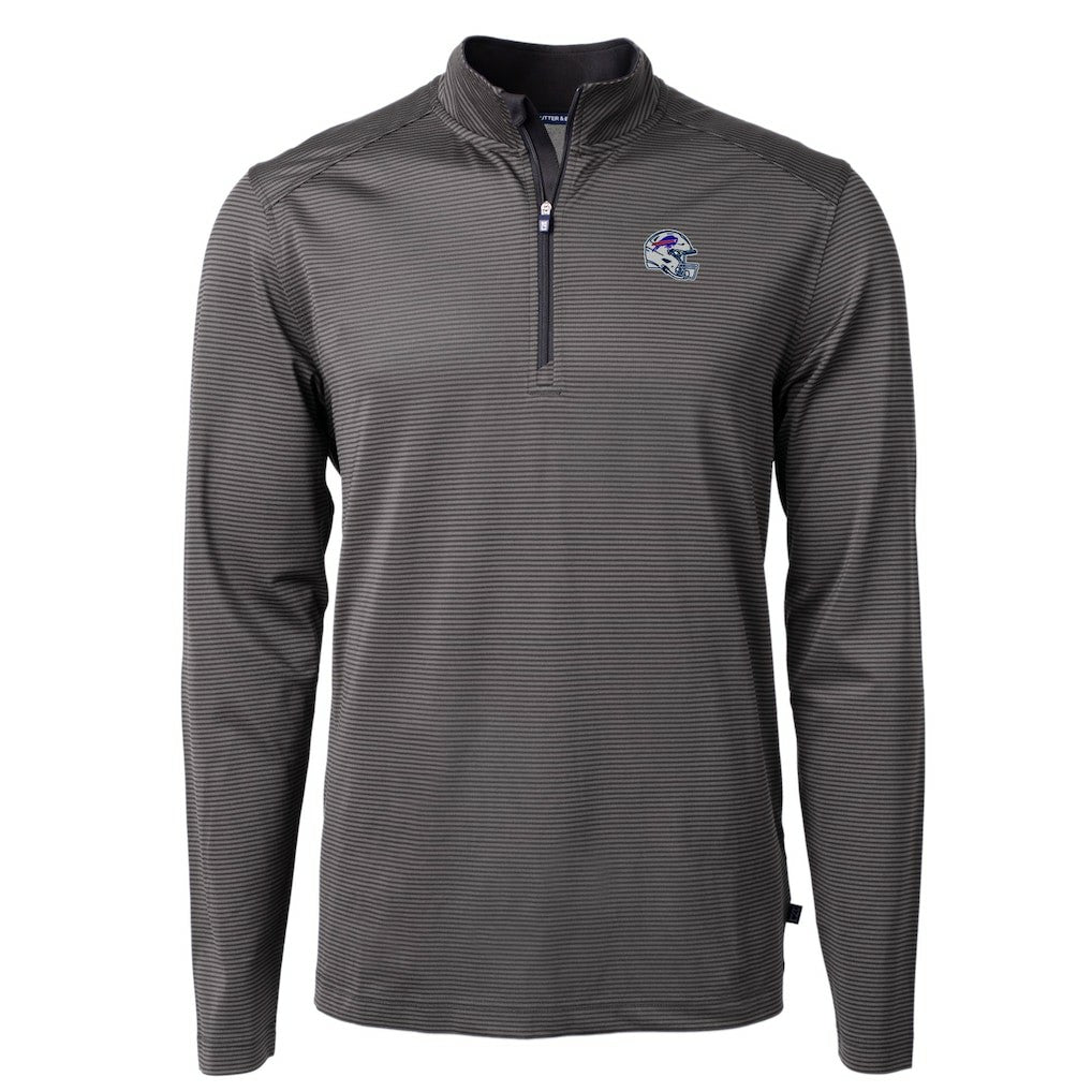 Buffalo Bills Cutter & Buck Big & Tall Virtue Eco Pique Micro Stripe Tri-Blend Quarter-Zip Jacket Black - NFL