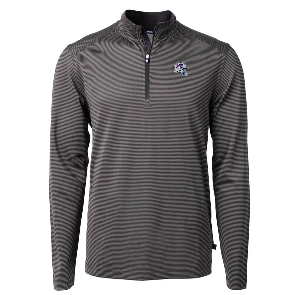 Buffalo Bills Cutter & Buck Big & Tall Virtue Eco Pique Micro Stripe Tri-Blend Quarter-Zip Jacket Black - NFL