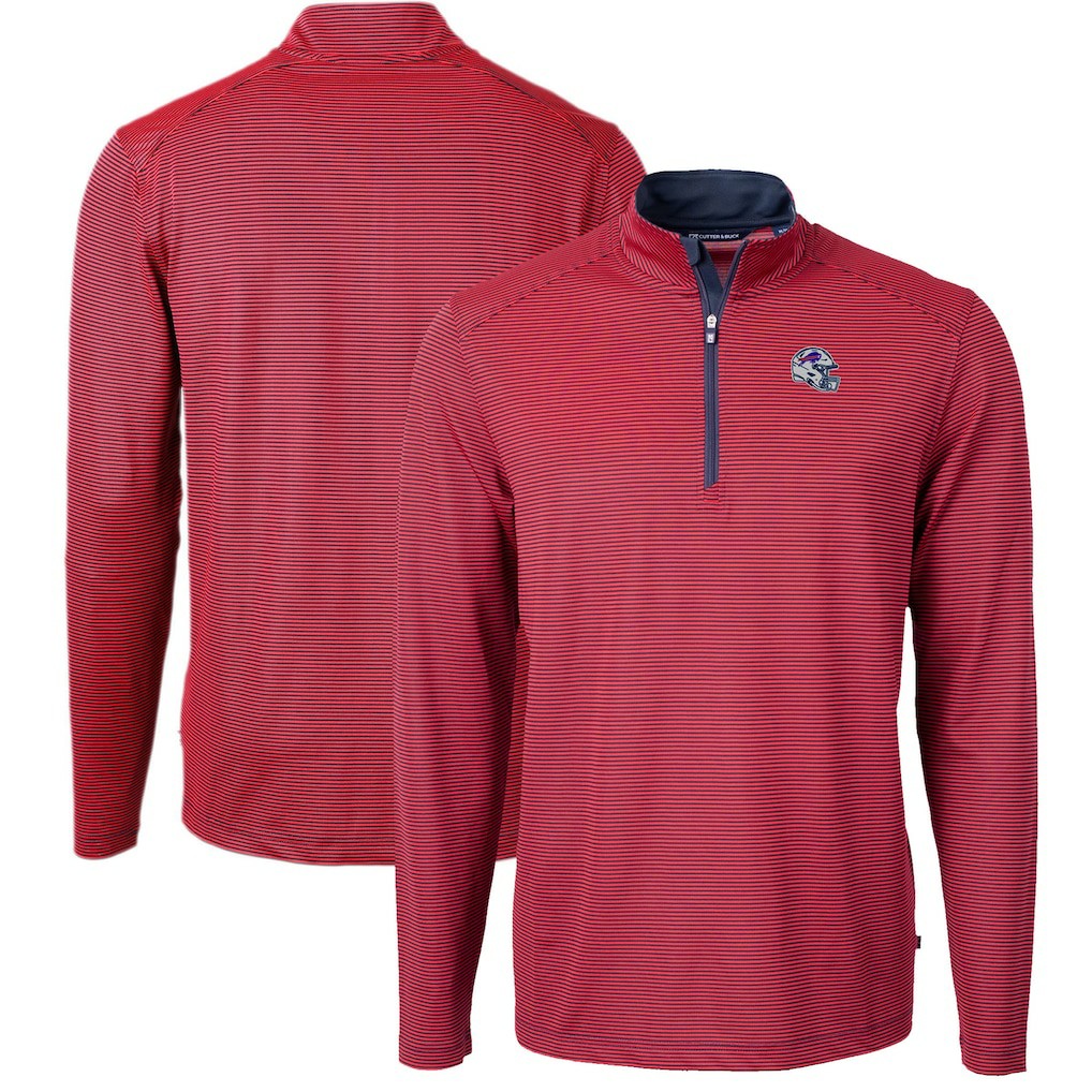 Buffalo Bills Cutter & Buck Big & Tall Virtue Eco Pique Micro Stripe Tri-Blend Quarter-Zip Jacket Red - NFL