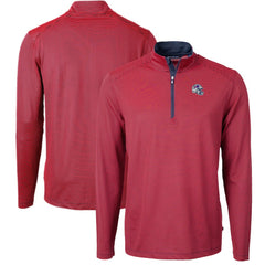 Buffalo Bills Cutter & Buck Big & Tall Virtue Eco Pique Micro Stripe Tri-Blend Quarter-Zip Jacket Red - NFL
