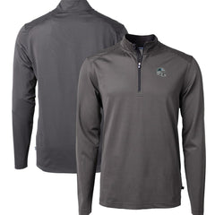 Carolina Panthers Cutter & Buck Big & Tall Virtue Eco Pique Micro Stripe Tri-Blend Quarter-Zip Jacket Black - NFL