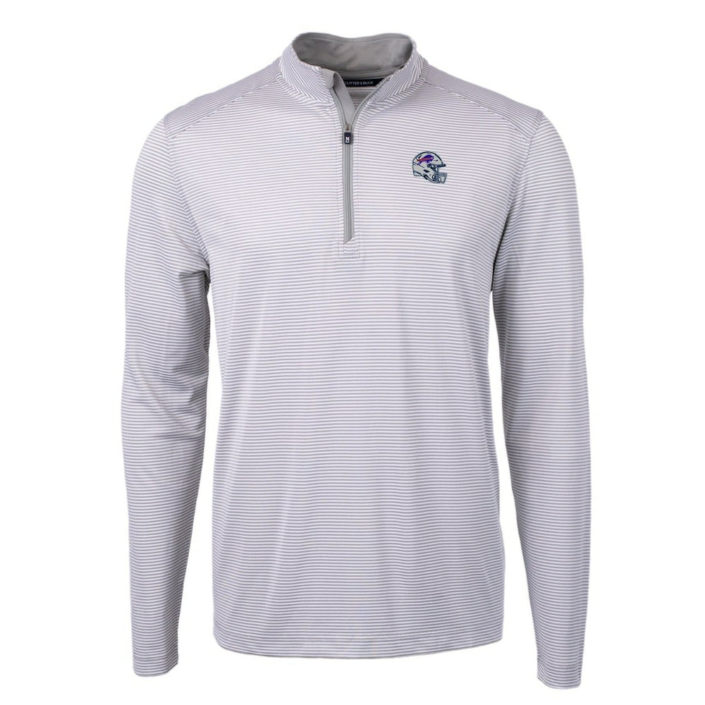 Buffalo Bills Cutter & Buck Big & Tall Virtue Eco Pique Micro Stripe Tri-Blend Quarter-Zip Jacket Gray - NFL