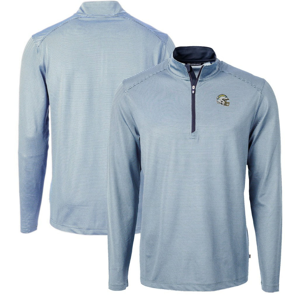 Los Angeles Chargers Cutter & Buck Big & Tall Virtue Eco Pique Micro Stripe Tri-Blend Quarter-Zip Jacket Powder Blue - NFL