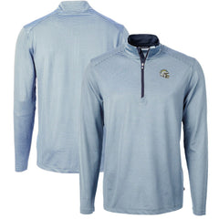 Los Angeles Chargers Cutter & Buck Big & Tall Virtue Eco Pique Micro Stripe Tri-Blend Quarter-Zip Jacket Powder Blue - NFL