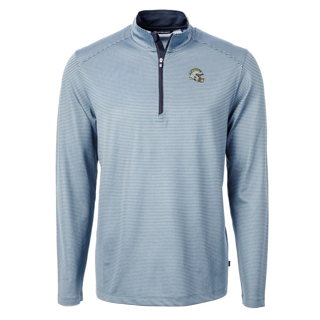 Los Angeles Chargers Cutter & Buck Big & Tall Virtue Eco Pique Micro Stripe Tri-Blend Quarter-Zip Jacket Powder Blue - NFL