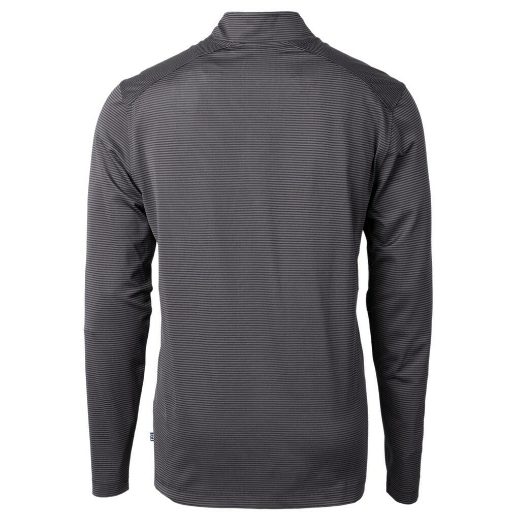Minnesota Vikings Cutter & Buck Big & Tall Virtue Eco Pique Micro Stripe Tri-Blend Quarter-Zip Jacket Black - NFL