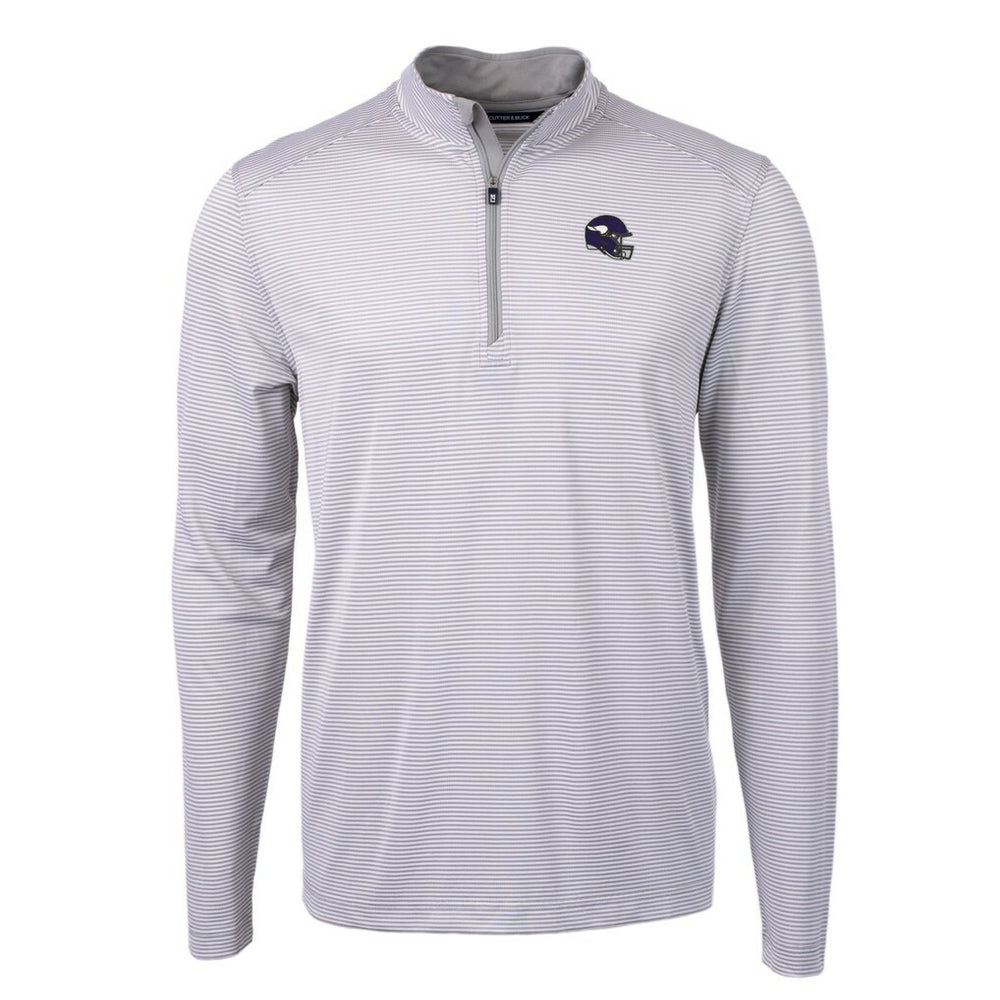 Minnesota Vikings Cutter & Buck Big & Tall Virtue Eco Pique Micro Stripe Tri-Blend Quarter-Zip Jacket Gray - NFL