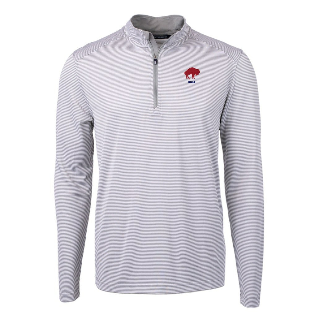 Buffalo Bills Cutter & Buck Big & Tall Virtue Eco Pique Micro Stripe Tri-Blend Quarter-Zip Jacket Gray - NFL