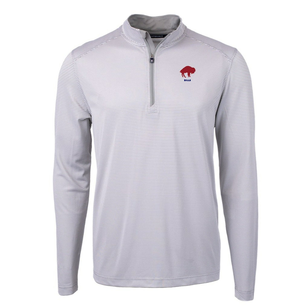 Buffalo Bills Cutter & Buck Big & Tall Virtue Eco Pique Micro Stripe Tri-Blend Quarter-Zip Jacket Gray - NFL