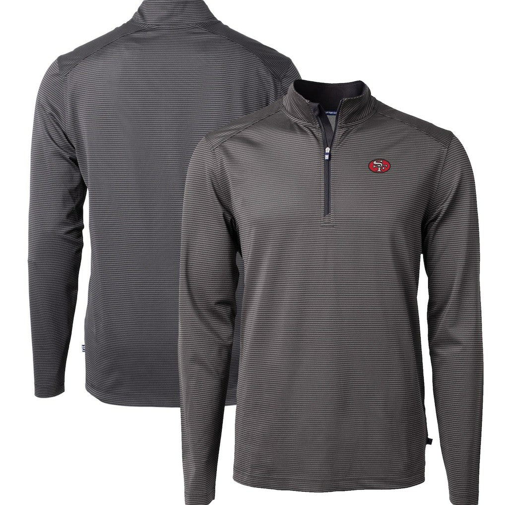 San Francisco 49ers Cutter & Buck Big & Tall Virtue Eco Pique Micro Stripe Tri-Blend Quarter-Zip Jacket Black - NFL