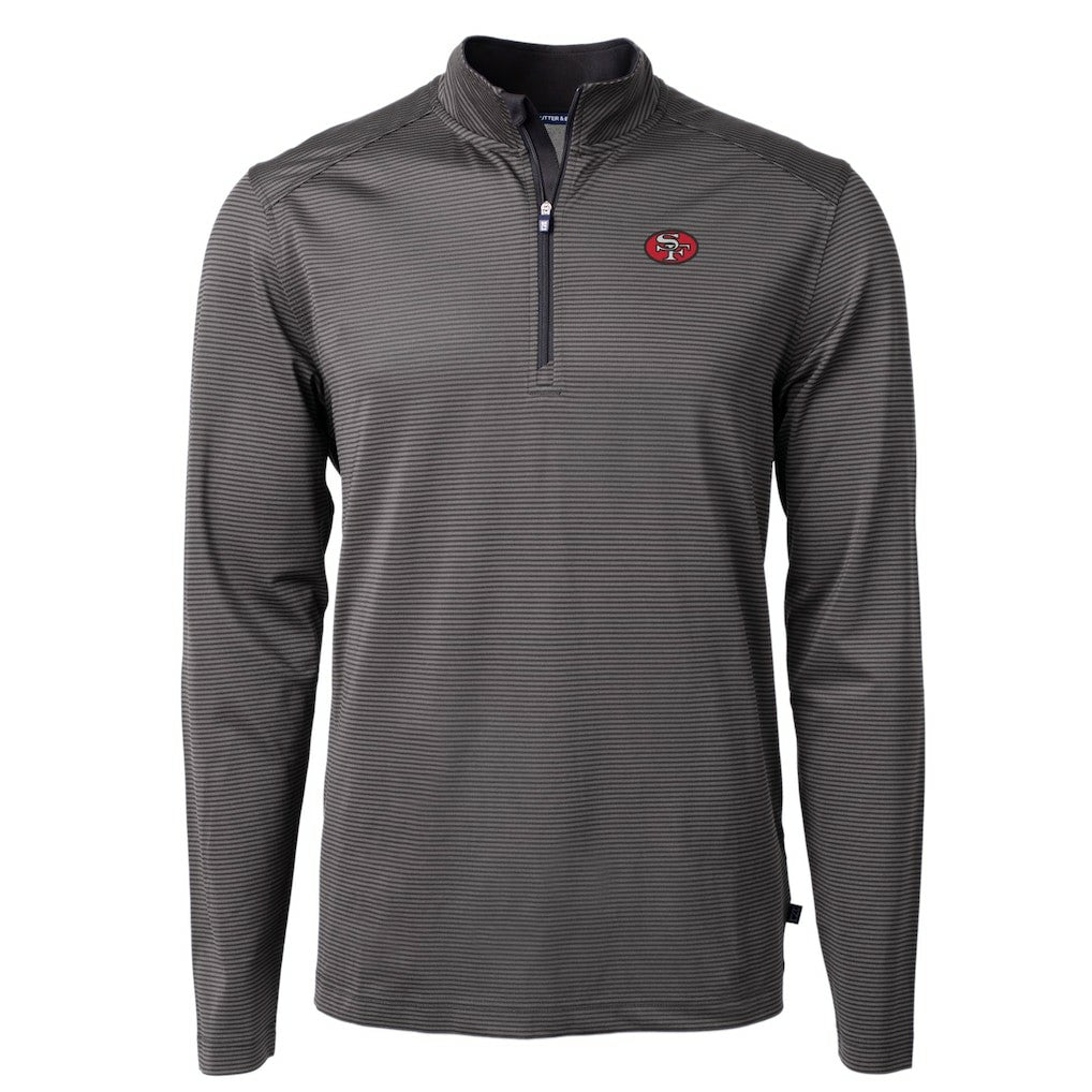 San Francisco 49ers Cutter & Buck Big & Tall Virtue Eco Pique Micro Stripe Tri-Blend Quarter-Zip Jacket Black - NFL