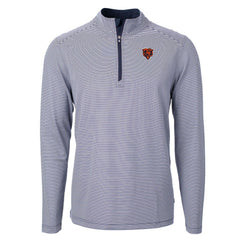 Chicago Bears Cutter & Buck Big & Tall Virtue Eco Pique Micro Stripe Tri-Blend Quarter-Zip Jacket Navy - NFL