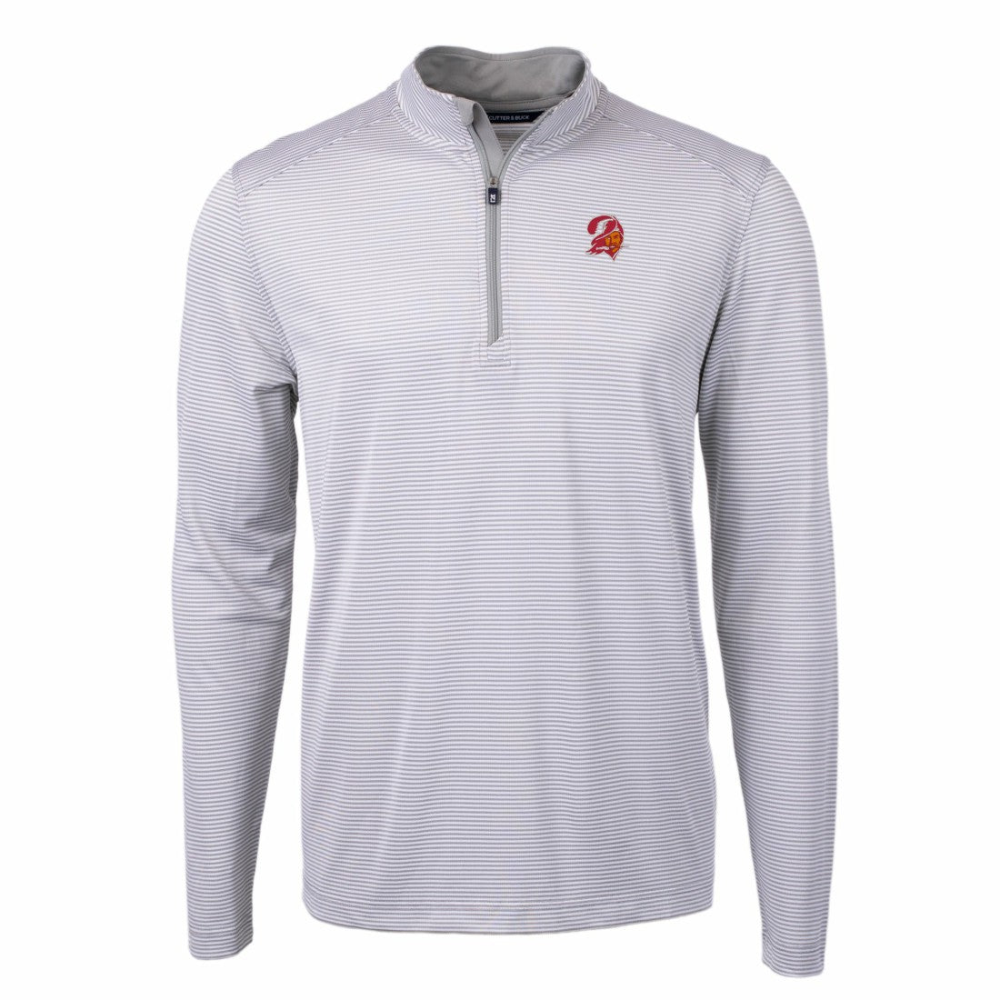 Tampa Bay Buccaneers Cutter & Buck Big & Tall Virtue Eco Pique Micro Stripe Tri-Blend Quarter-Zip Jacket Gray - NFL