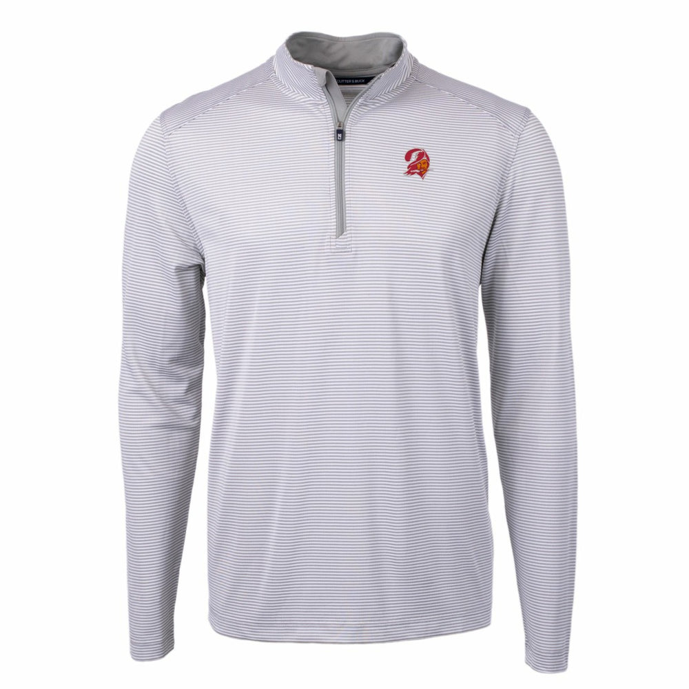 Tampa Bay Buccaneers Cutter & Buck Big & Tall Virtue Eco Pique Micro Stripe Tri-Blend Quarter-Zip Jacket Gray - NFL