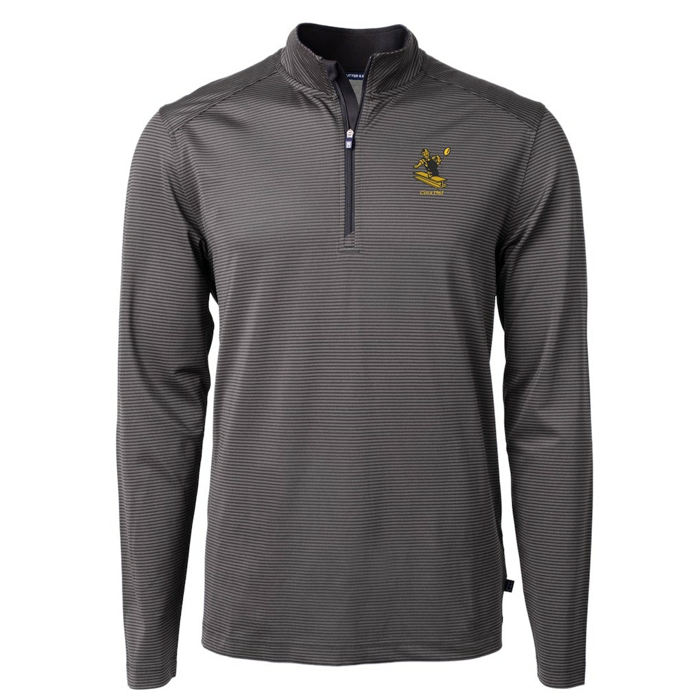 Pittsburgh Steelers Cutter & Buck Big & Tall Virtue Eco Pique Micro Stripe Tri-Blend Quarter-Zip Jacket Black - NFL