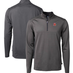 Tampa Bay Buccaneers Cutter & Buck Big & Tall Virtue Eco Pique Micro Stripe Tri-Blend Quarter-Zip Jacket Black - NFL