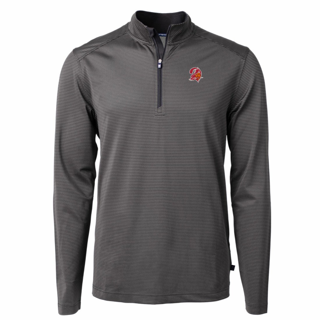 Tampa Bay Buccaneers Cutter & Buck Big & Tall Virtue Eco Pique Micro Stripe Tri-Blend Quarter-Zip Jacket Black - NFL