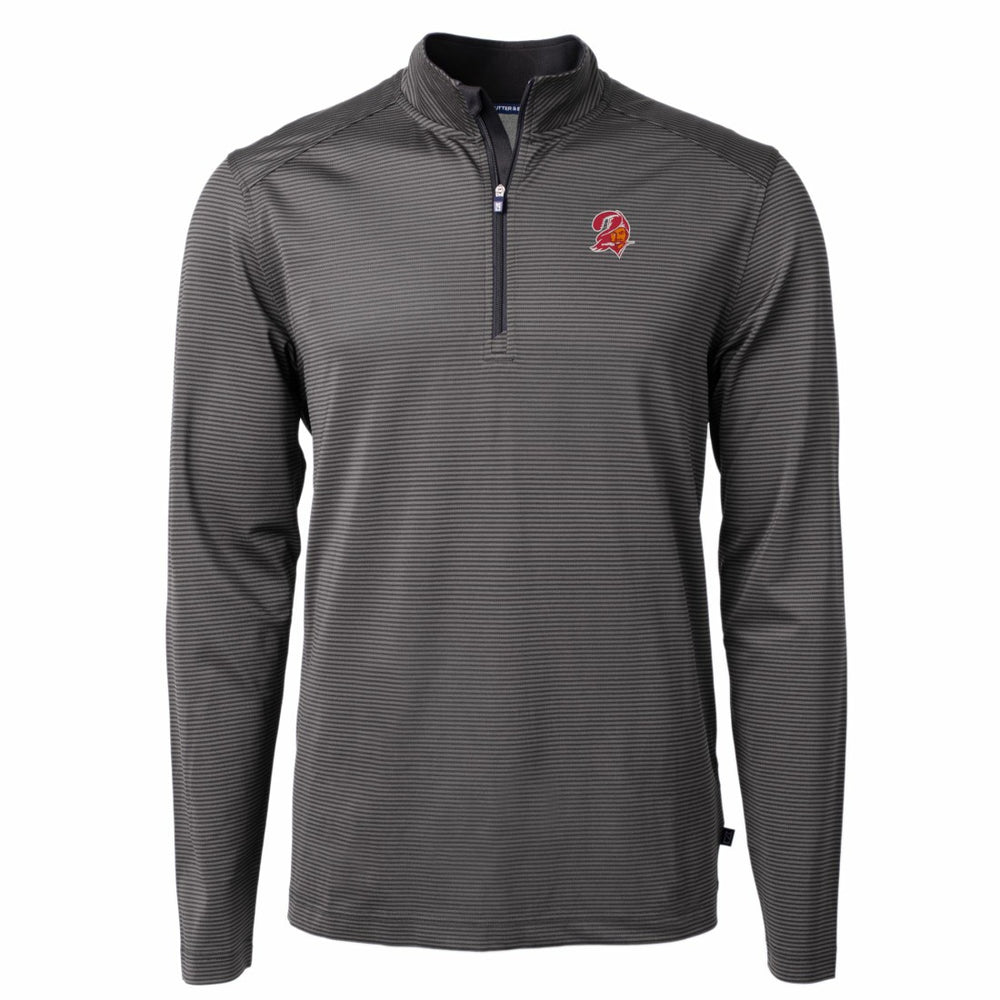 Tampa Bay Buccaneers Cutter & Buck Big & Tall Virtue Eco Pique Micro Stripe Tri-Blend Quarter-Zip Jacket Black - NFL