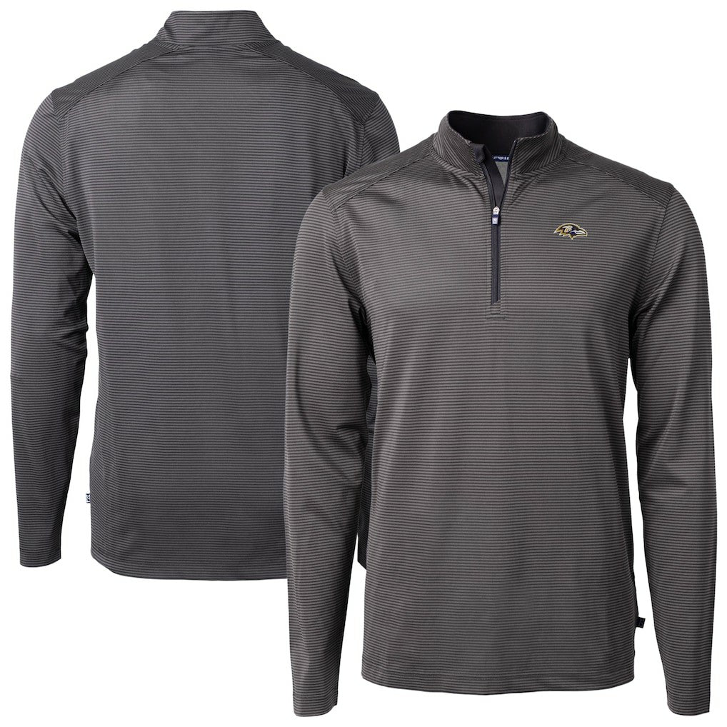 Baltimore Ravens Cutter & Buck Big & Tall Virtue Eco Pique Micro Stripe Tri-Blend Quarter-Zip Jacket Black - NFL