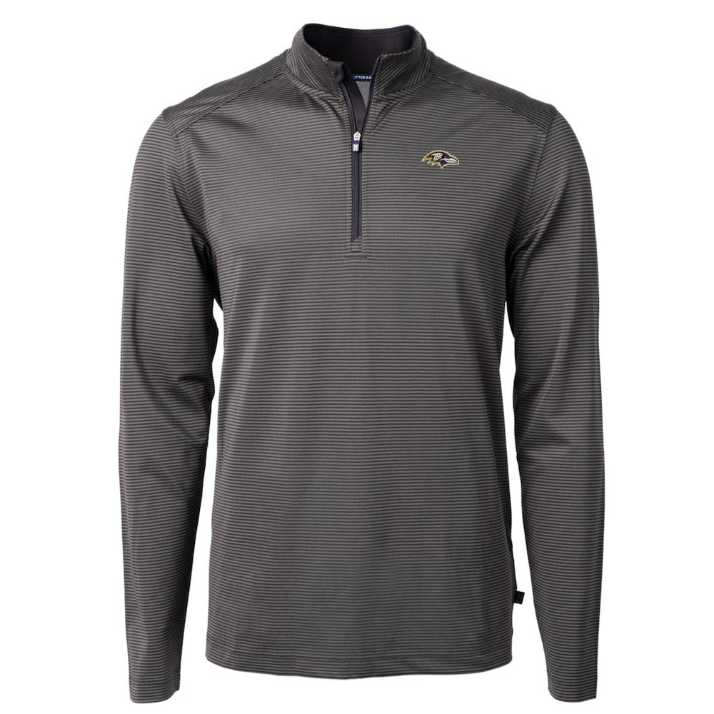 Baltimore Ravens Cutter & Buck Big & Tall Virtue Eco Pique Micro Stripe Tri-Blend Quarter-Zip Jacket Black - NFL