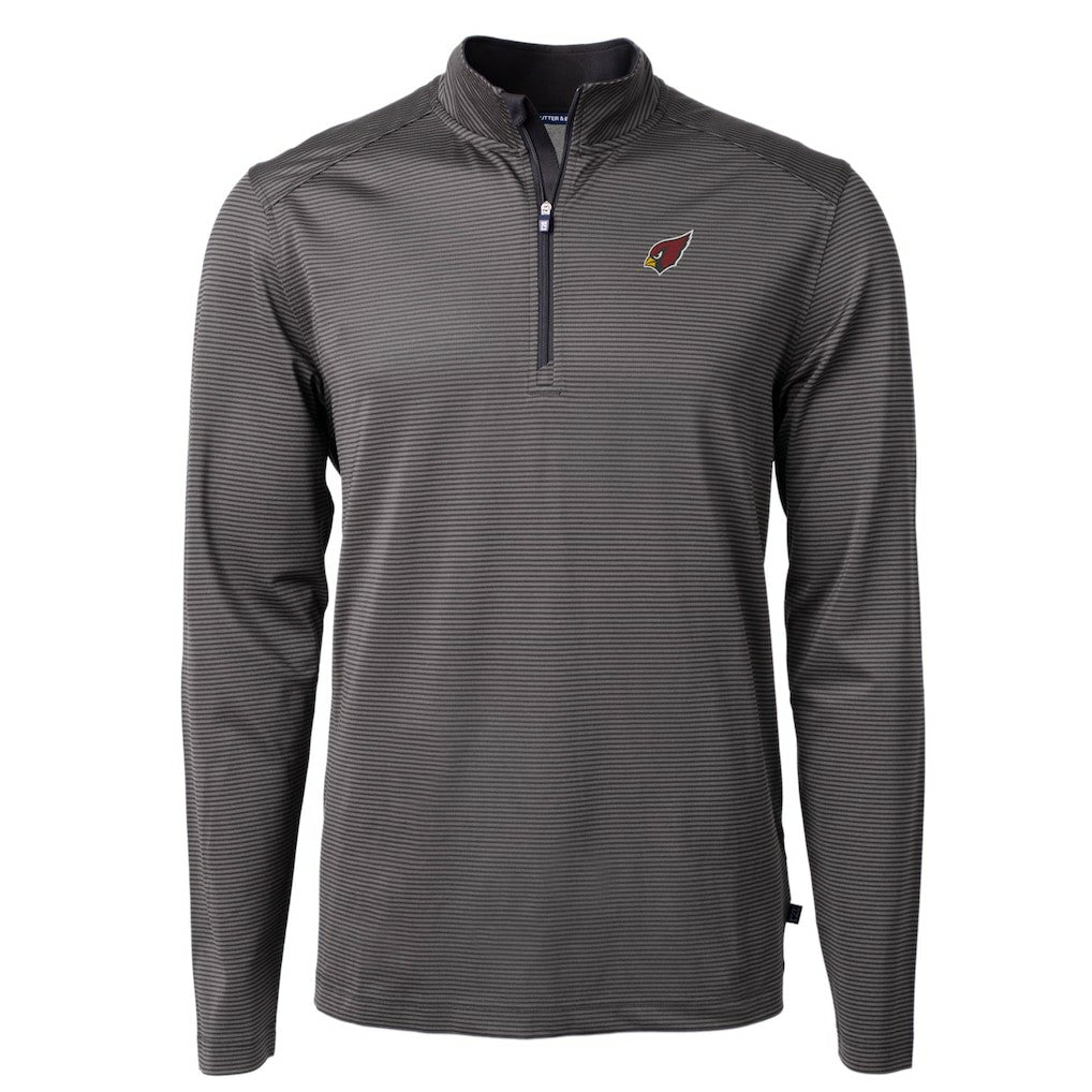 Arizona Cardinals Cutter & Buck Big & Tall Virtue Eco Pique Micro Stripe Tri-Blend Quarter-Zip Jacket Black - NFL