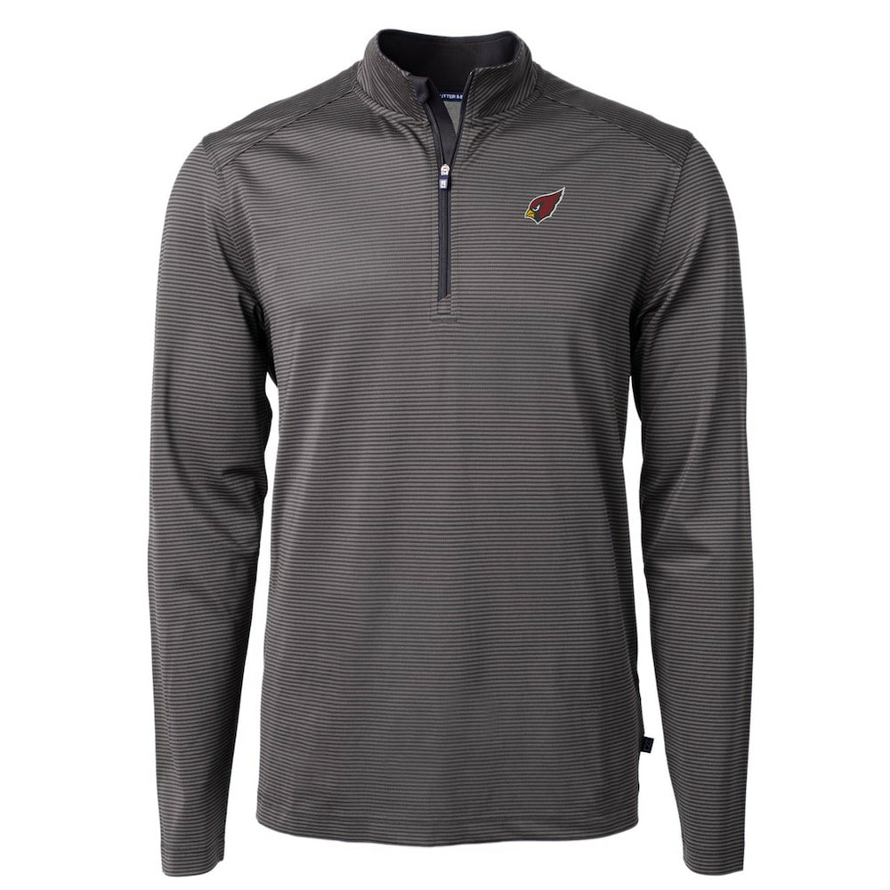 Arizona Cardinals Cutter & Buck Big & Tall Virtue Eco Pique Micro Stripe Tri-Blend Quarter-Zip Jacket Black - NFL