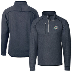 Miami Dolphins Cutter & Buck Big & Tall Mainsail Sweater-Knit Half-Zip Jacket Heather Navy - NFL