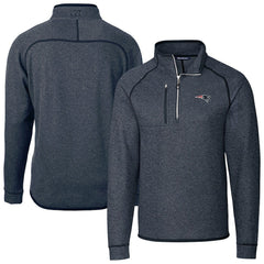New England Patriots Cutter & Buck Big & Tall Mainsail Sweater-Knit Half-Zip Jacket Heather Navy - NFL