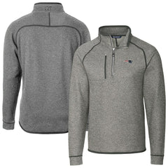 New England Patriots Cutter & Buck Big & Tall Mainsail Sweater-Knit Half-Zip Jacket Heather Gray - NFL