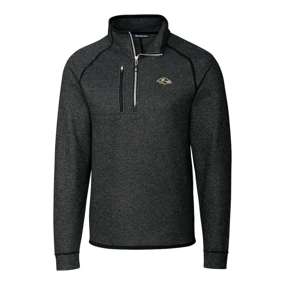 Baltimore Ravens Cutter & Buck Big & Tall Mainsail Sweater-Knit Half-Zip Jacket Heather Charcoal - NFL