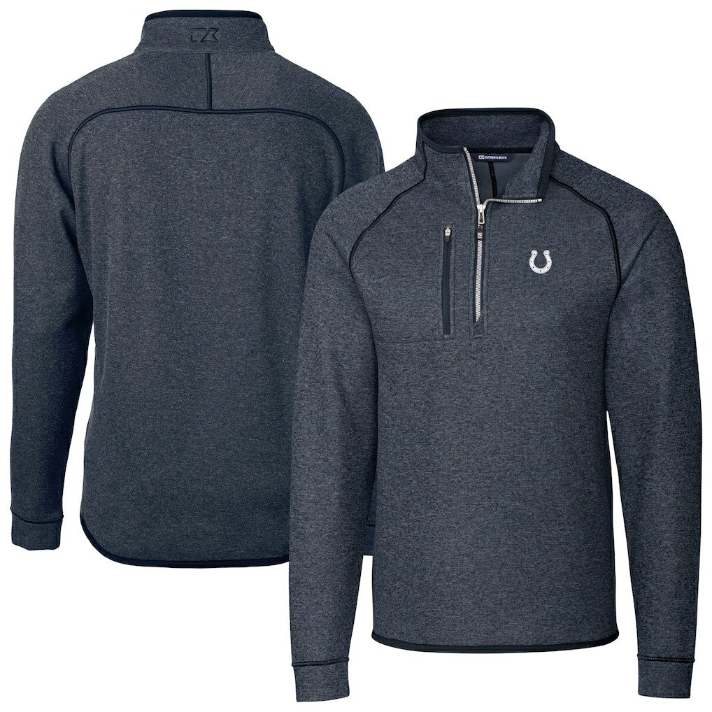 Indianapolis Colts Cutter & Buck Big & Tall Mainsail Sweater-Knit Half-Zip Jacket Heather Navy - NFL