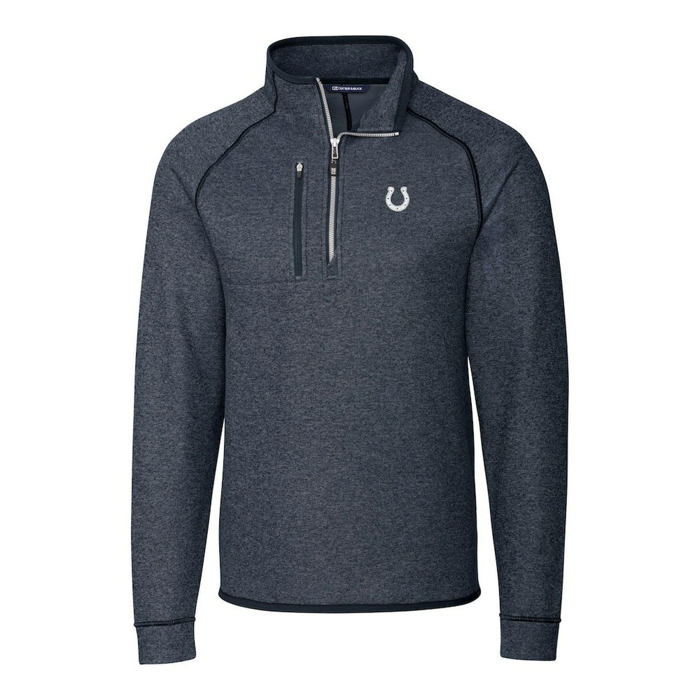 Indianapolis Colts Cutter & Buck Big & Tall Mainsail Sweater-Knit Half-Zip Jacket Heather Navy - NFL