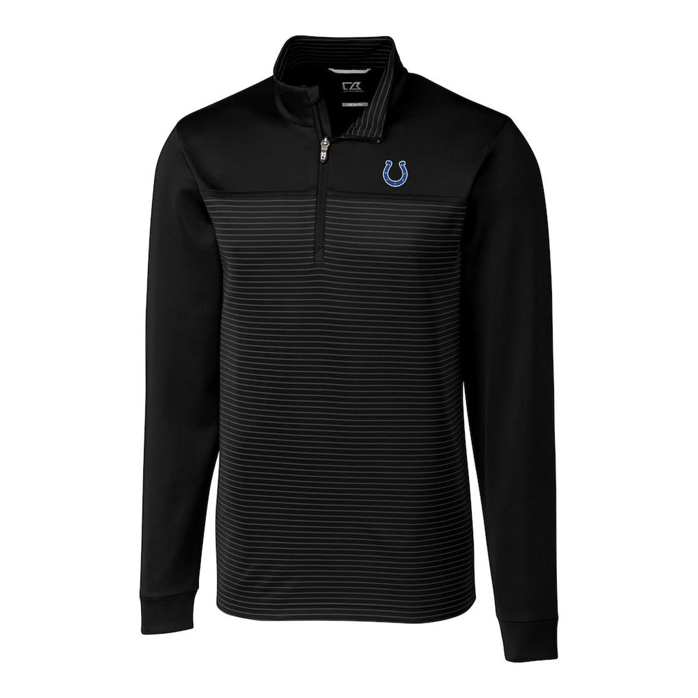 Indianapolis Colts Cutter & Buck Traverse Eco Stripe Tri-Blend DryTec Quarter-Zip Jacket Black - NFL
