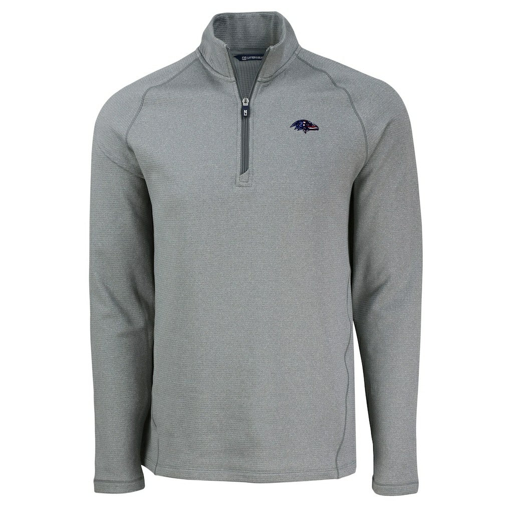 Baltimore Ravens Cutter & Buck Peshastin Eco Fleece Tri-Blend Raglan Recycled Quarter-Zip Jacket Heather Gray - NFL