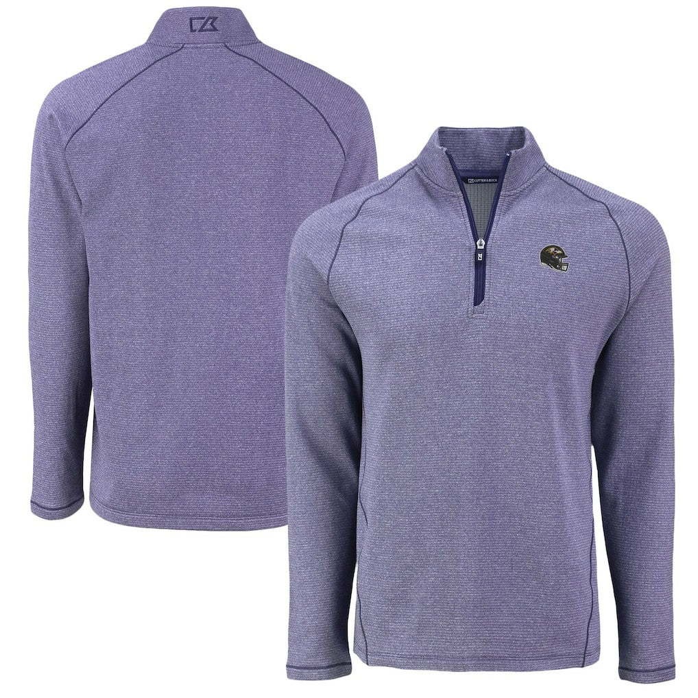 Baltimore Ravens Cutter & Buck Peshastin Eco Fleece Tri-Blend Raglan Recycled Quarter-Zip Jacket Heather Purple - NFL