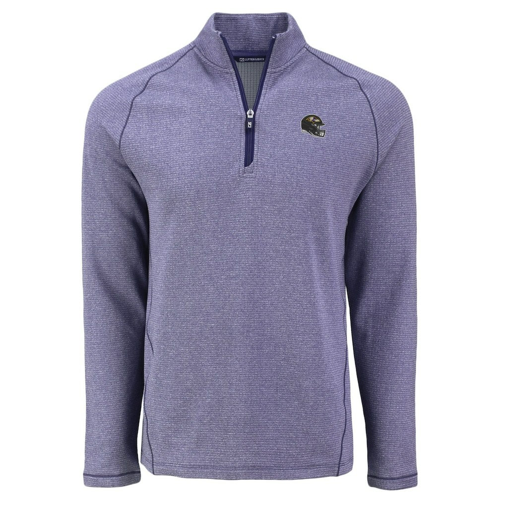 Baltimore Ravens Cutter & Buck Peshastin Eco Fleece Tri-Blend Raglan Recycled Quarter-Zip Jacket Heather Purple - NFL