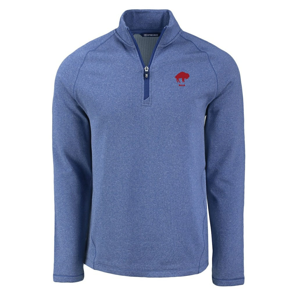 Buffalo Bills Cutter & Buck Peshastin Eco Fleece Tri-Blend Raglan Recycled Quarter-Zip Jacket Heather Royal - NFL