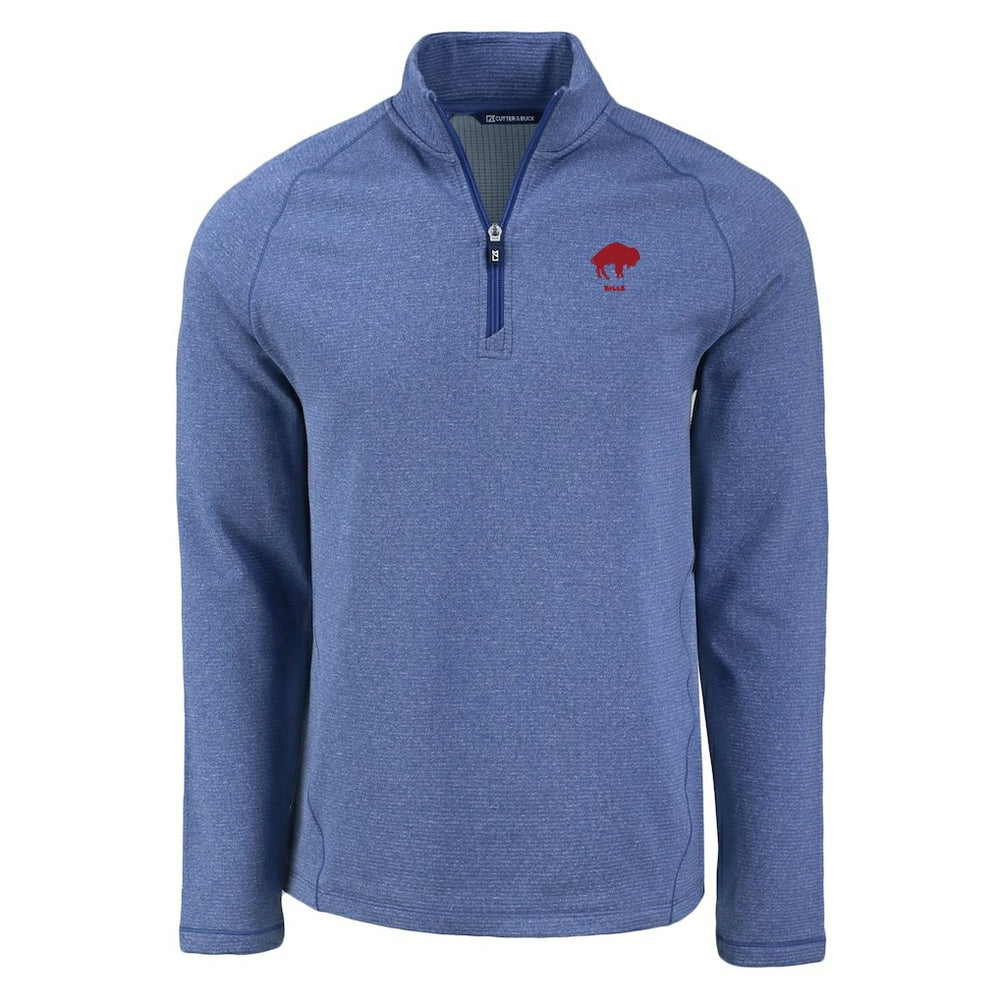 Buffalo Bills Cutter & Buck Peshastin Eco Fleece Tri-Blend Raglan Recycled Quarter-Zip Jacket Heather Royal - NFL