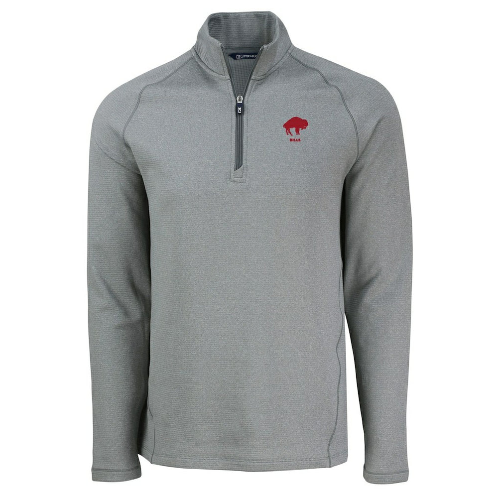 Buffalo Bills Cutter & Buck Peshastin Eco Fleece Tri-Blend Raglan Recycled Quarter-Zip Jacket Heather Gray - NFL