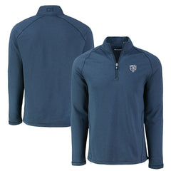 Chicago Bears Cutter & Buck Peshastin Eco Fleece Tri-Blend Raglan Recycled Quarter-Zip Jacket Heather Navy - NFL