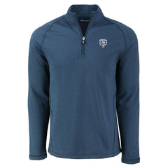 Chicago Bears Cutter & Buck Peshastin Eco Fleece Tri-Blend Raglan Recycled Quarter-Zip Jacket Heather Navy - NFL